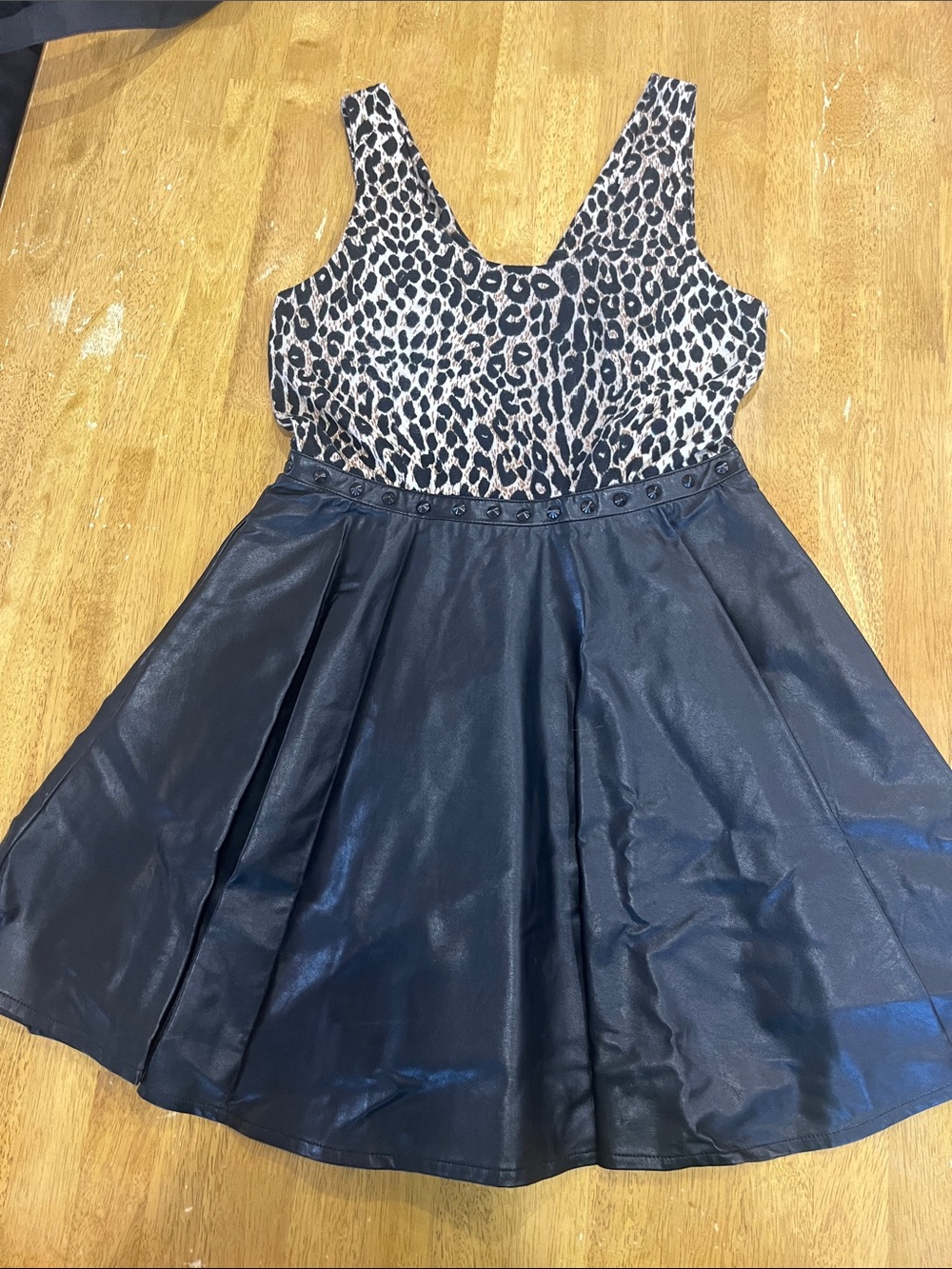 Leopard Print + Black Skater Dress